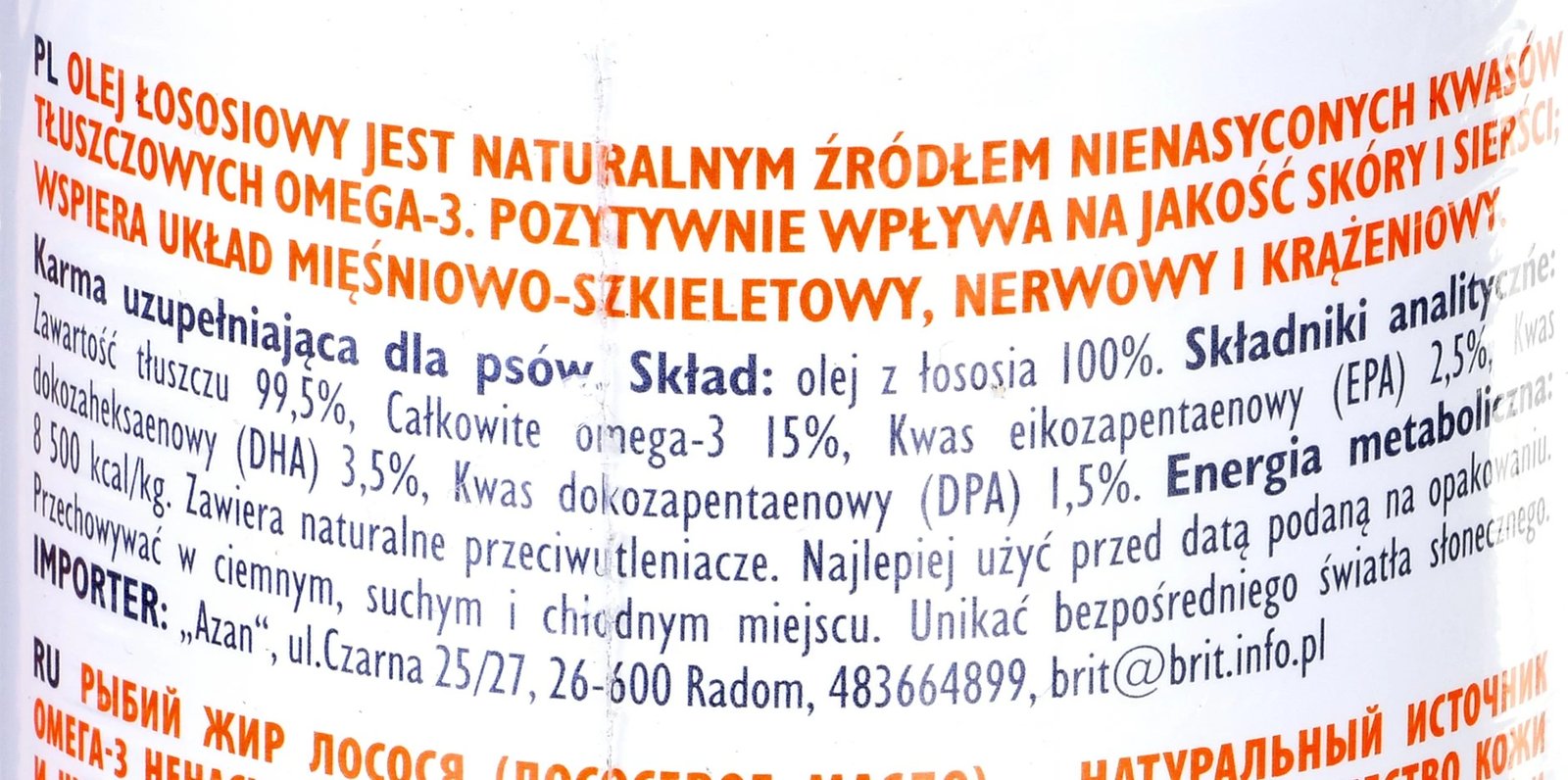 Vaj salmoni Brit për qen dhe mace, 1000 ml