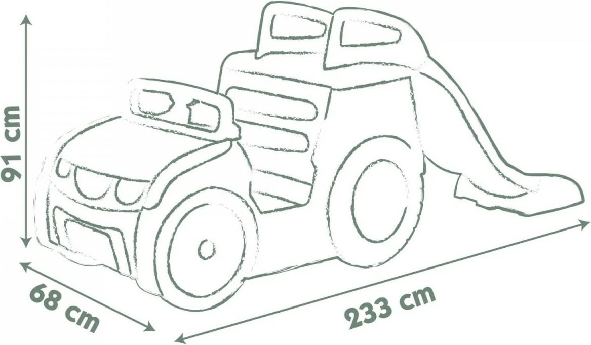 Lodër kopshti Smoby Adventure Car, plastikë e ricikluar, me rrëshqitëse, kafe/krem/gri/jeshile