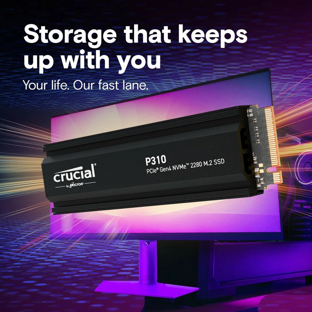 SSD Crucial P310, 1TB, M.2 NVMe PCIe 4.0 2280 me radiator