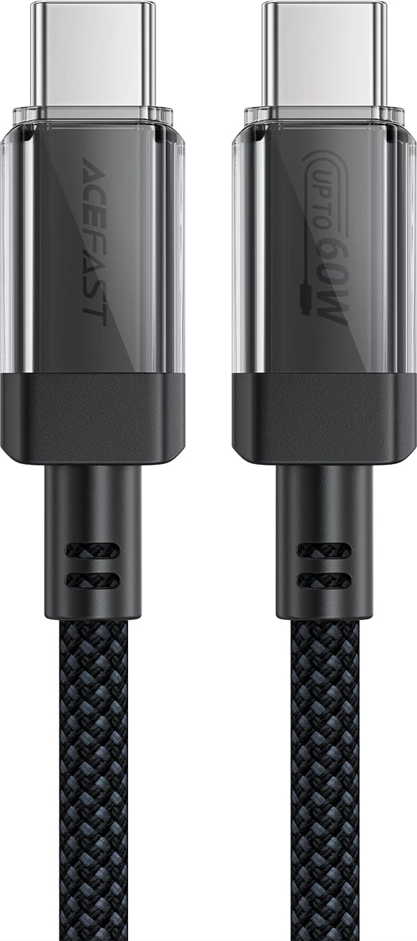 Kabllo USB-C në USB-C Acefast C12-03, 1.2m, 60W, 480Mbps, najlon, e zezë