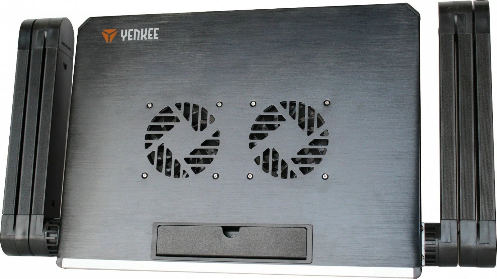 Mbajtëse ftohëse për laptop YENKEE YSN 210, deri 17", alumini, e zezë/argjendtë