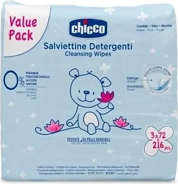 Shami të lagura pastruese Chicco Tripack uniseks 216 copë