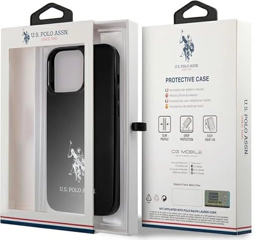 Mbështjellës U.S. Polo Assn. USP000121 për iPhone 13/13 Pro 6.1", i zi, hardcase Horses Logo