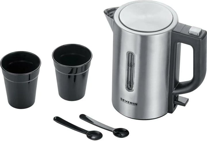 Zierëse uji, Severin, WK 3647, 0.5L, çelik inox, udhëtimi, 115/230V, e zezë