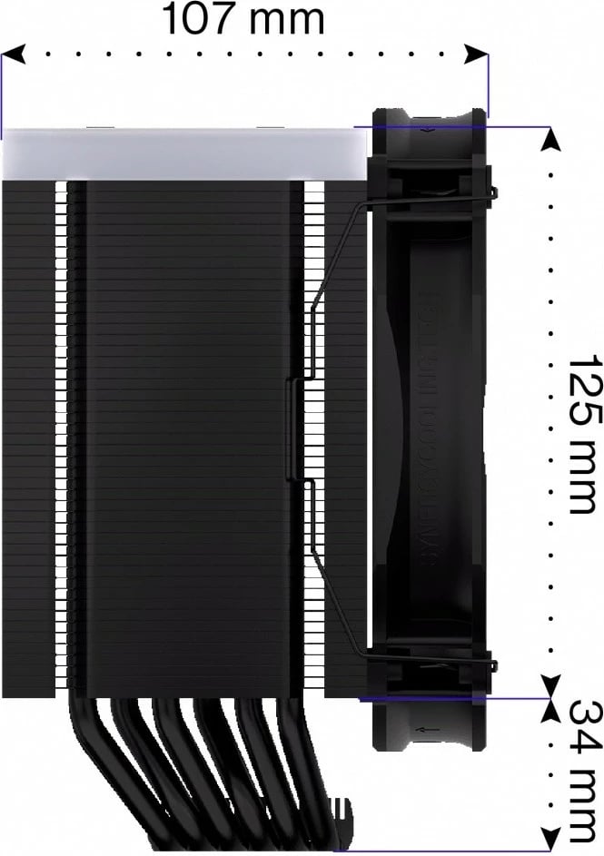Ftohës CPU Endorfy Fortis 5 Black ARGB EY3A014, me ndriçim ARGB, i zi
