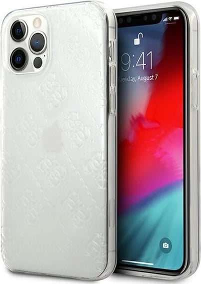 Mbështjellës Guess GUHCP12M3D4GTR për iPhone 12/12 Pro 6.1", transparent, 4G 3D Pattern Collection