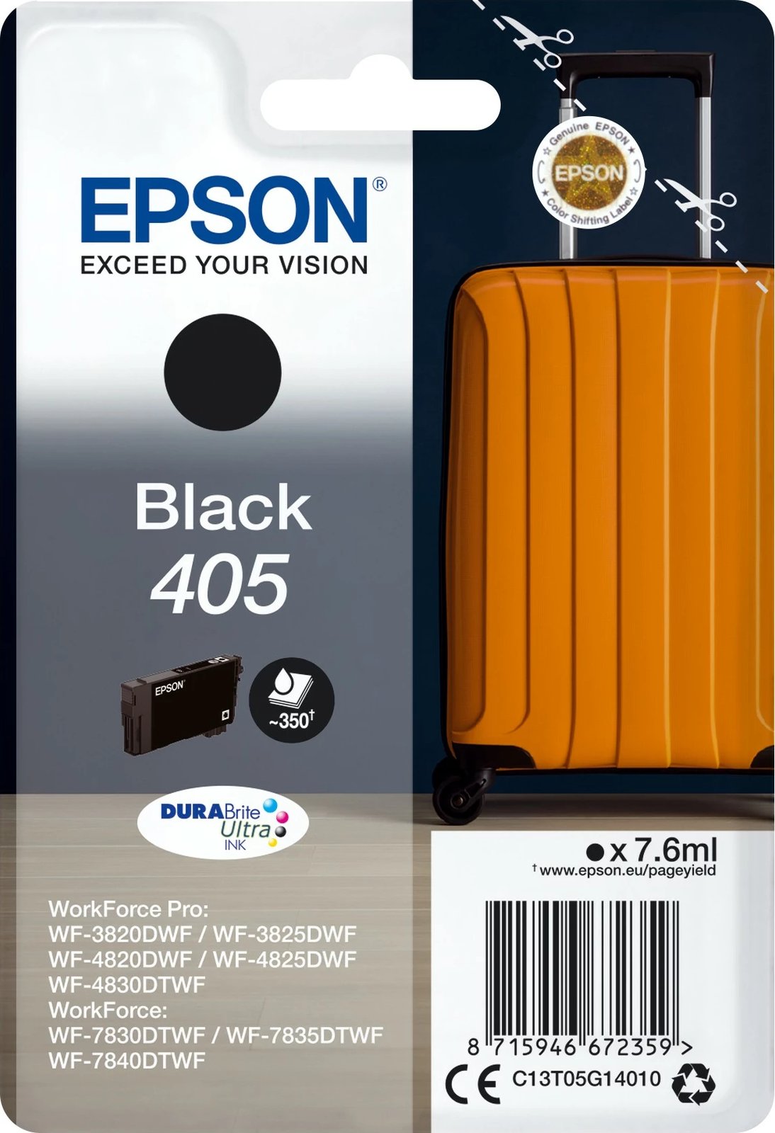 Toner Epson 405 DURABrite Ultra, 7.6 ml, e zezë