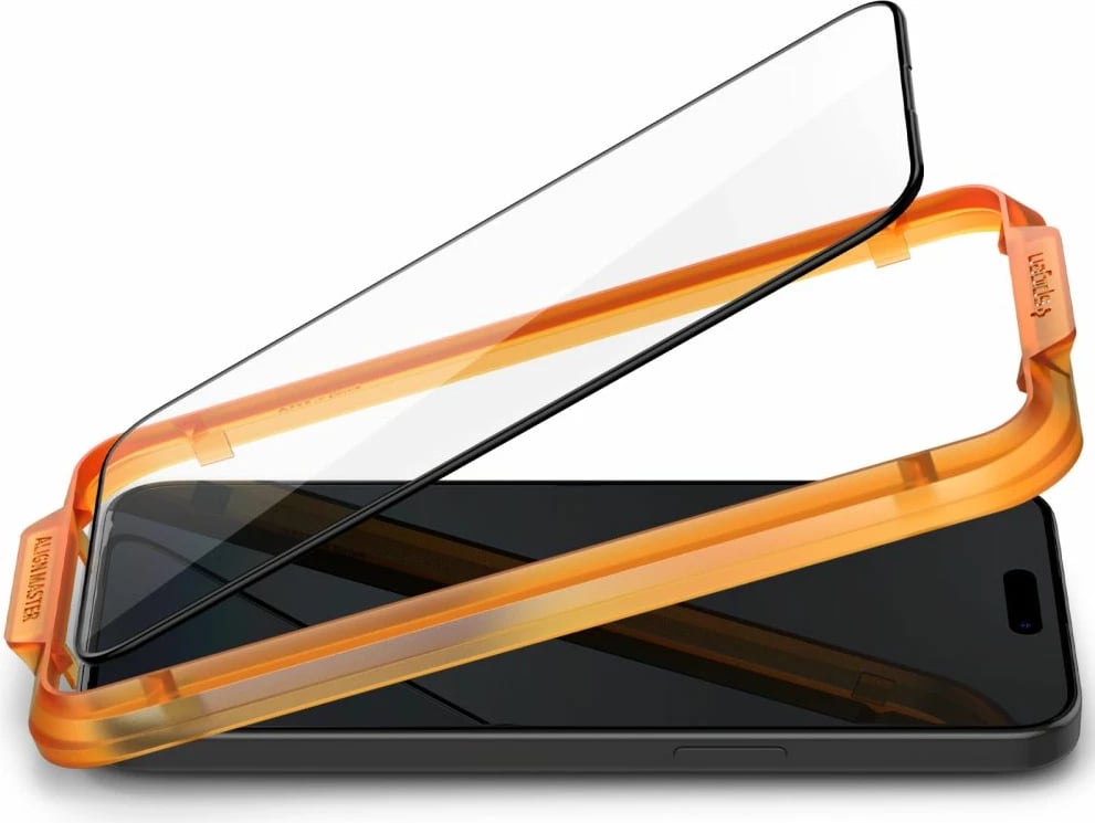 Xham i temperuar Spigen Glass tR AlignMaster për iPhone 15 Pro, 2 copë, Zi