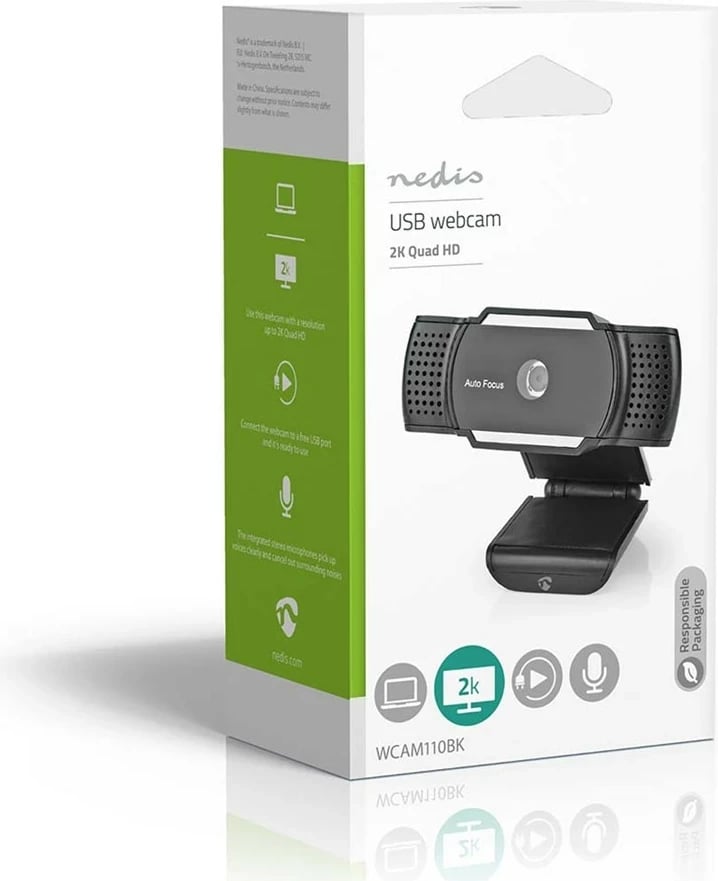 Webcam Nedis WCAM110BK, 5 MP, USB 2.0, e zezë