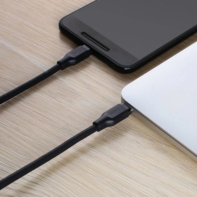 Kabllo AUKEY CB-CC1P OEM USB-C në USB-C, 1m, 60W, 3A, 5Gbps, e zezë