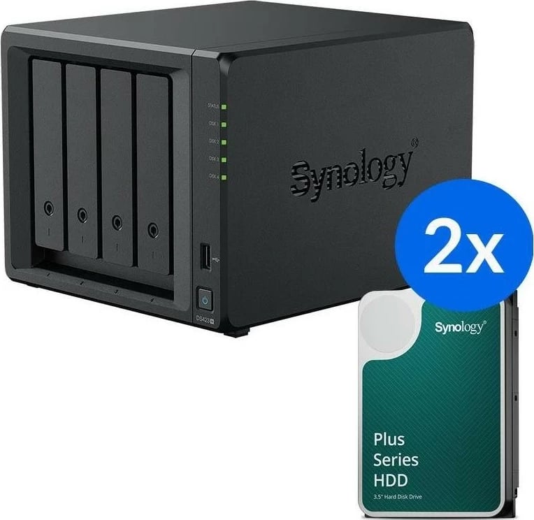 NAS Synology DS423+, 8TB (2x 4TB), 2GB RAM, 2.0 GHz, i zi