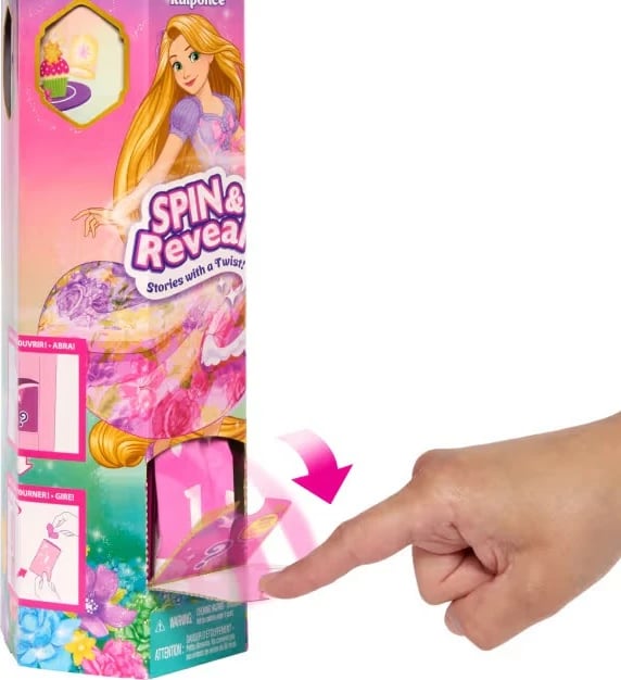 Kukull Disney Princess Mattel Spin & Reveal Roszpunka (Rapunzel), me aksesorë dhe ngjitëse