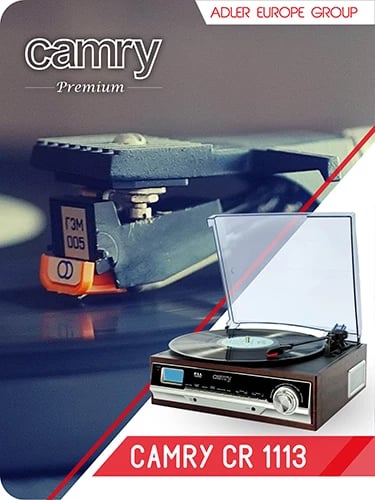 Gramafon, Camry CR 1113, 33/45/78 RPM, radio FM/AM, altoparlantë të integruara, LCD, AUX/RCA
