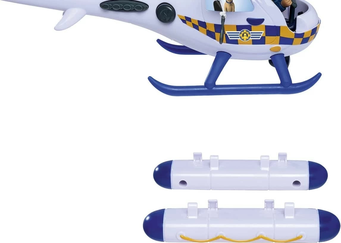 Helikopter policie lodër Simba Fireman Sam me drita dhe tinguj, me figurina Rose dhe Radar, Blu/Bardhë/Verdhë