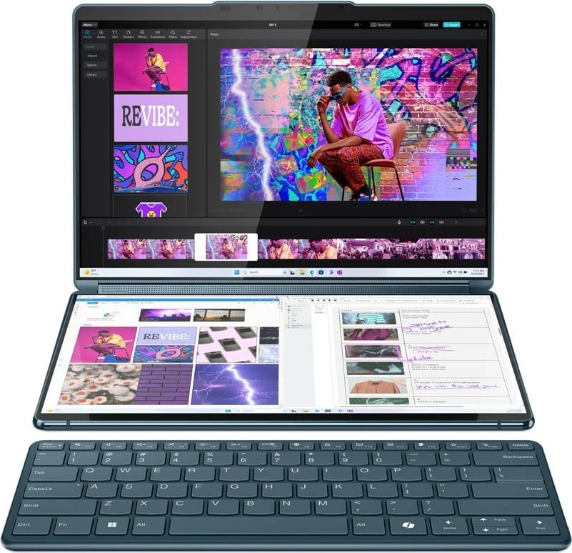 Kompjuter hibrid Lenovo Yoga Book 9 13IMU9, Intel Core Ultra 7 155U, 32 GB RAM, 512 GB SSD, 13.3" 2.8K Touch, Teal + tastierë & maus