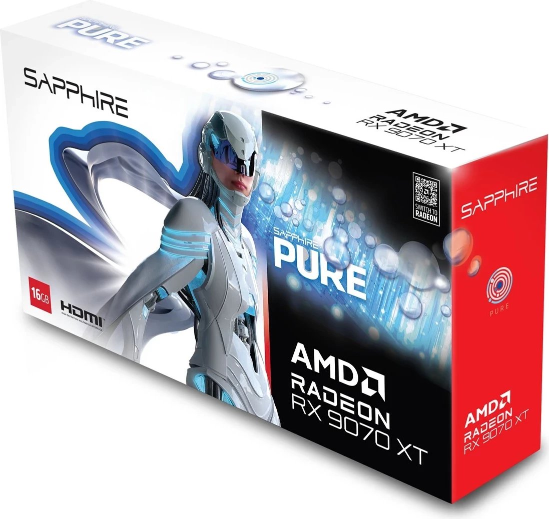 Kartelë grafike Sapphire PURE Radeon RX 9070 XT, 16 GB GDDR6, Bardhë