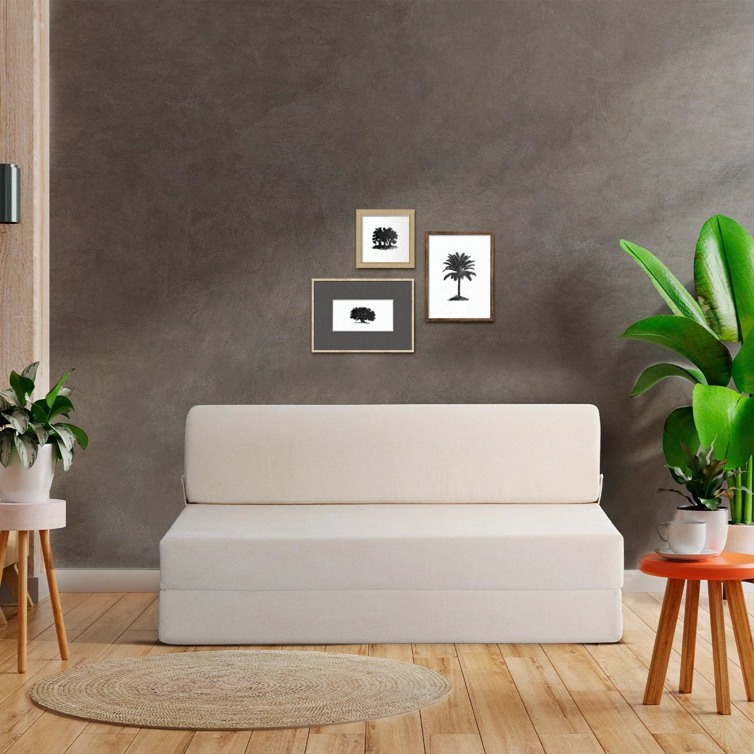 Divan-krevat dy ulëse, kadife bezhë, Atelier del Sofa, Magic