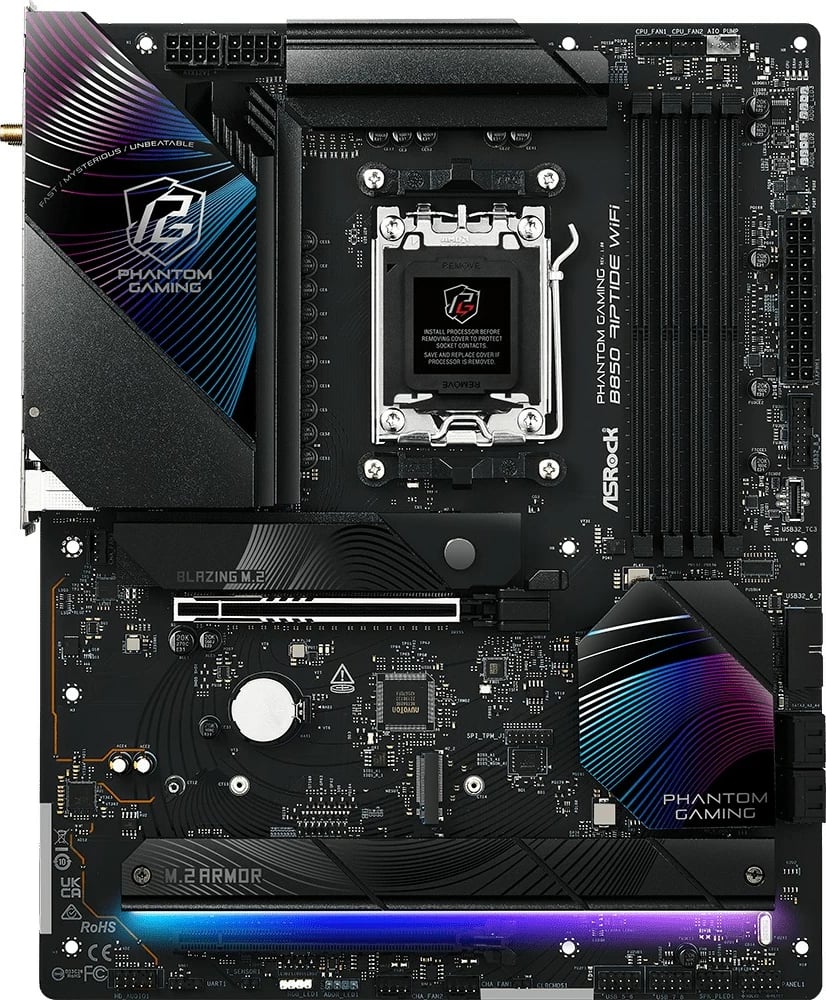 Pllakë amë ASRock B850 Phantom Gaming Riptide WiFi, Socket AM5, 4 DDR5, ATX, e zezë