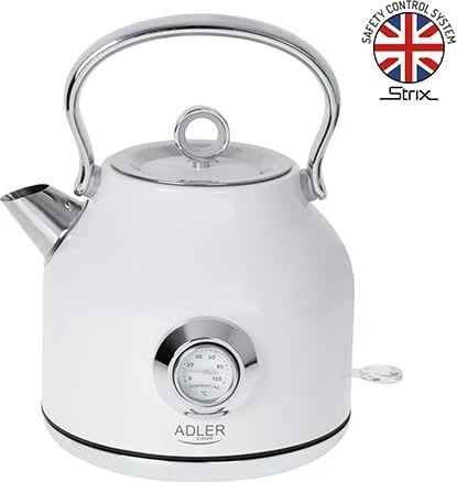 Çajnik elektrik Adler AD 1346w, 2200 W, 1.7 L, çelik inox, bardhë