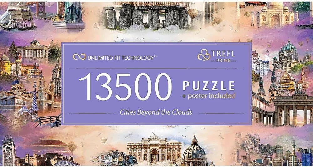 Puzzle Trefl Cities Beyond the Clouds 13,500 pjesë, me poster Puzzle Trefl Cities Beyond the Clouds 13,500 pjesë, me poster