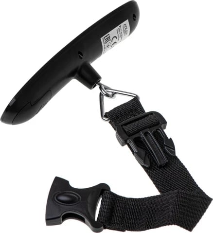 Peshore bagazhi Adler AD 8190, 50kg, saktësi 10g, LCD me ndriçim të bardhë, njësi g/kg/oz/lb, rrip polipropileni, CR2032, e zezë