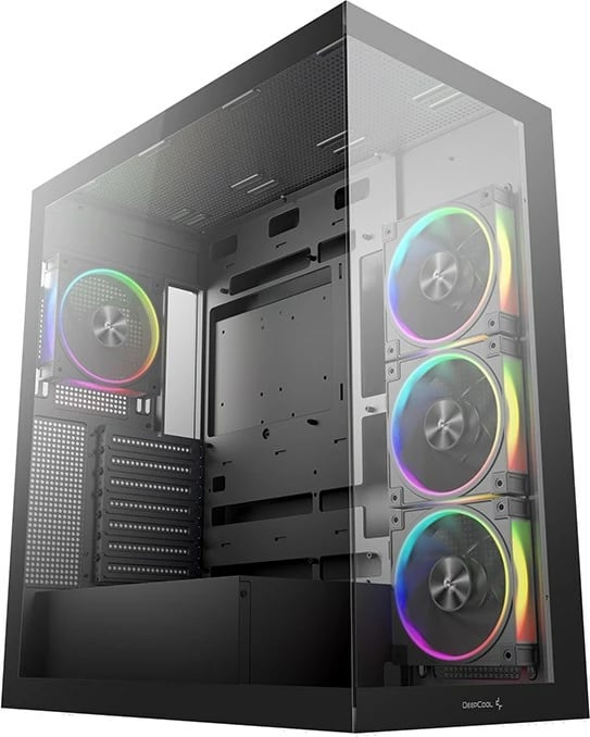 Kasë DeepCool CG580 4F V2, midi tower, e zezë, me ndriçim RGB