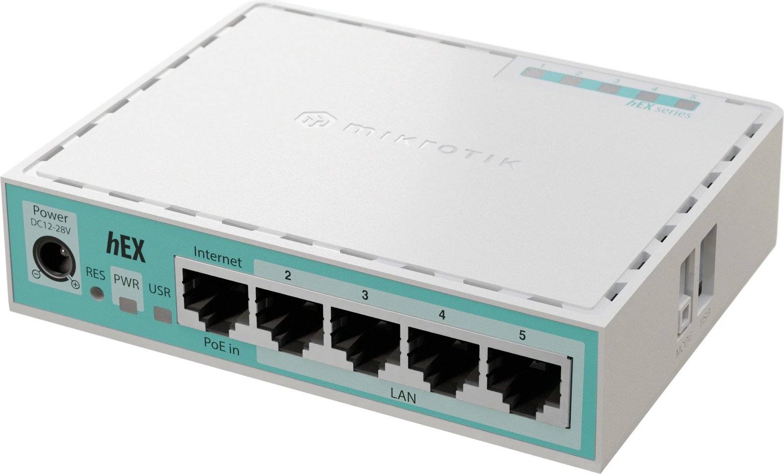 Router MikroTik hEX, 512MB RAM, 5x Gigabit Ethernet, USB 2.0, i bardhë