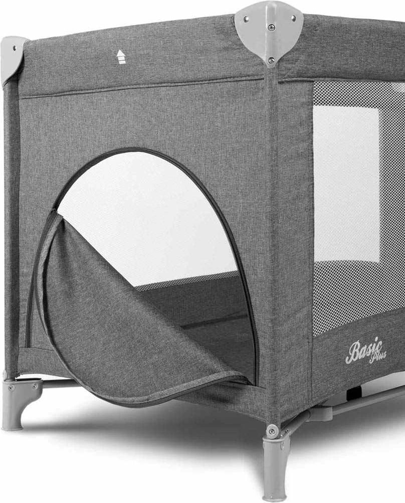 krevat udhëtimi, CARETERO, Basic Plus, 120x60 cm, me nivele dysheku dhe rrota, gri grafit