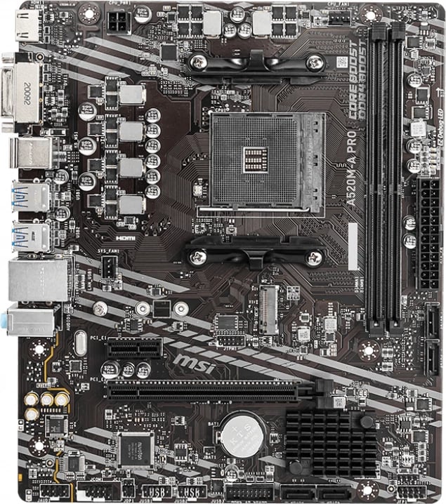 Pllakë amë, MSI A520M-A PRO 7C96-001R, AMD A520, Socket AM4, micro-ATX, e zezë