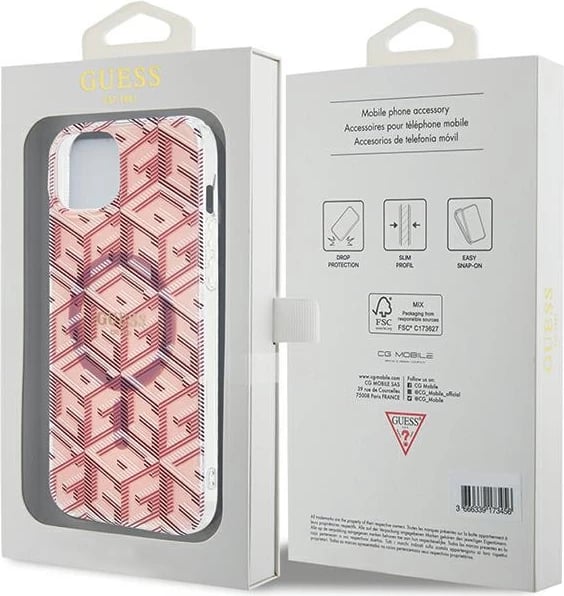 Mbështjellës Guess IML GCube MagSafe për iPhone 15/14/13, Rozë