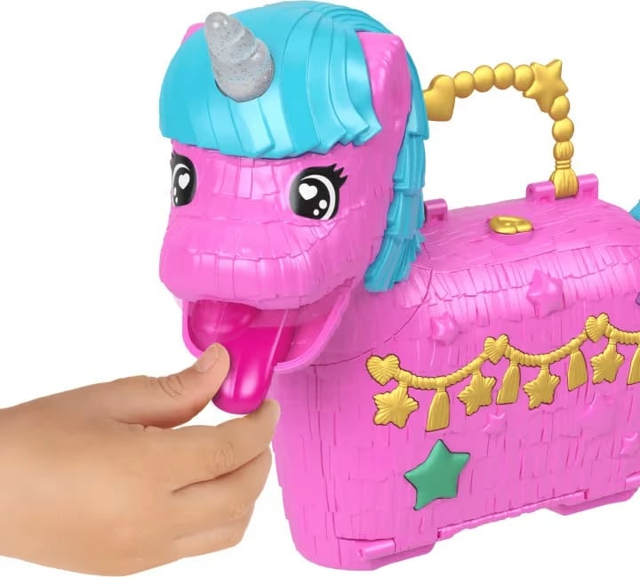 Set figurina Polly Pocket Unicorn Surprise, Mattel HYD96, 2 mikrolodina, 25+ aksesorë, rozë