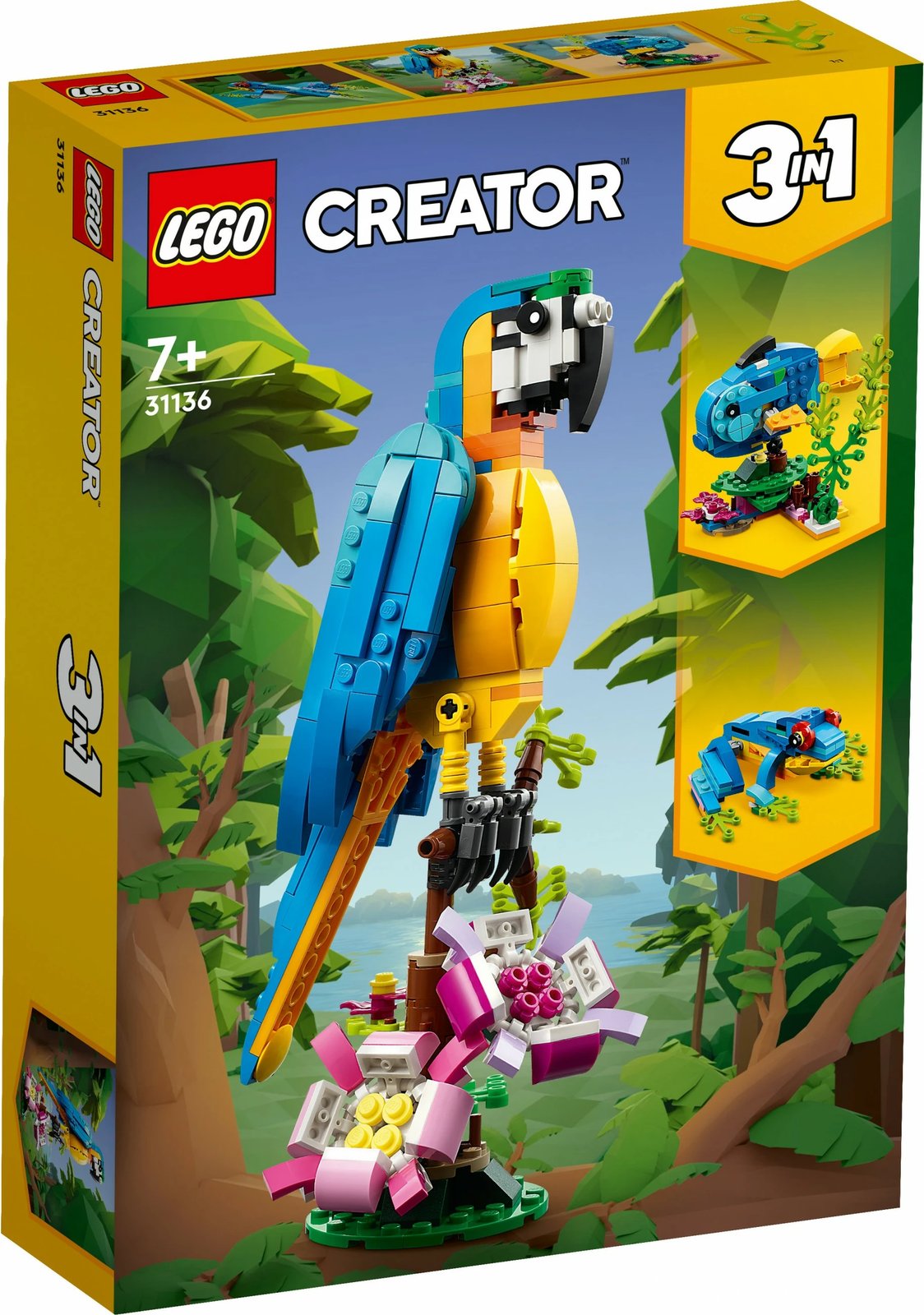 Set ndërtimi LEGO Creator 3-in-1 Papagalli Ekzotik, 253 pjesë, shumëngjyrësh