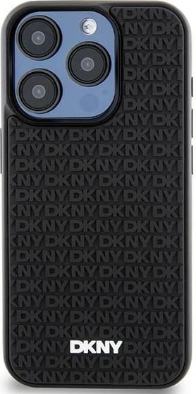 Mbështjellës DKNY 3D Rubber Repeat Pattern për iPhone 15 Pro, zi