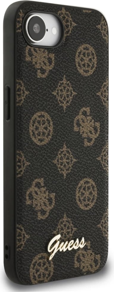Mbështjellës Guess Peony Script Logo MagSafe për iPhone 16e, i zi