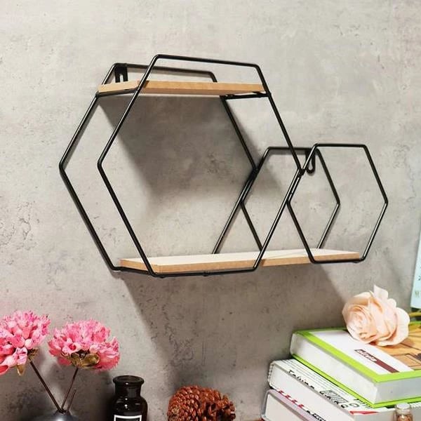 Raft muri Nextdeco minimal heksagonal, (H25x25x12cm),  i zi, 