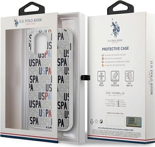 Mbështjellës U.S. Polo Assn. USHCP12SPCUSPA6 për iPhone 12 mini, 5.4", Logo Mania, Bardhë