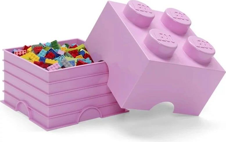 Kuti magazinimi LEGO Room Copenhagen Brick 4, polipropilen, 250x250x180mm, rozë