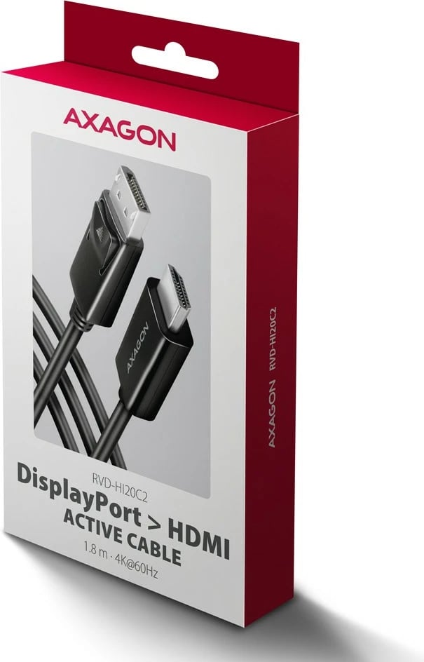 Adapter kabllo DisplayPort në HDMI AXAGON RVD-HI20C2, 1.8m, 4K/60Hz, i zi