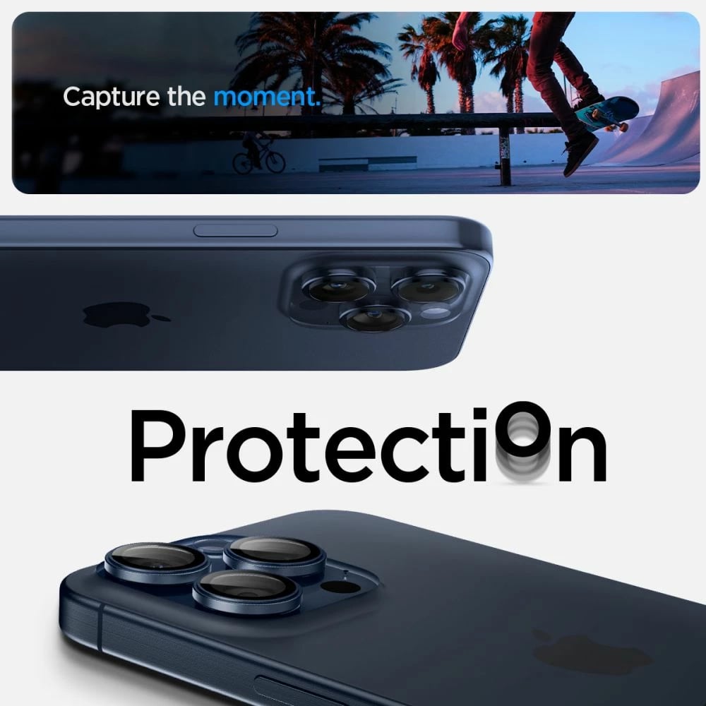 Mbrojtës xhami për kamerë Spigen Optik.tR EZ Fit, për iPhone 14 Pro / Pro Max / 15 Pro / Pro Max, Titanium Blue, 2 copë