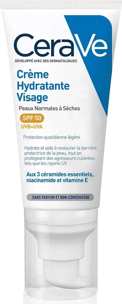 Krem fytyre hidratues me SPF CeraVe Moisturizing Face Cream SPF50 për femra, 52ml