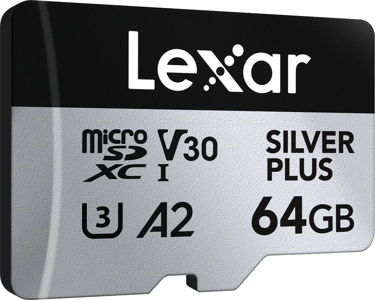 Kartë memorje microSD Lexar LMSSIPL064G-BNANG 64GB UHS-I A2 U3 V30 205/100MB/s me adapter SD Silver Plus