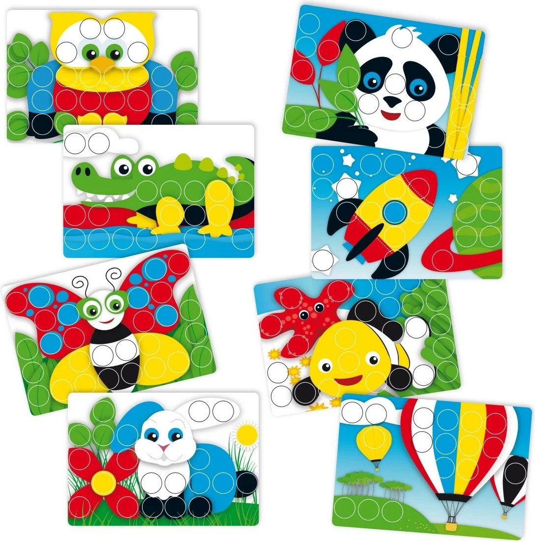 set mozaiku, Quercetti, Pixel Junior Basic 4206, 40 elemente, Ø32 mm, multingjyrësh