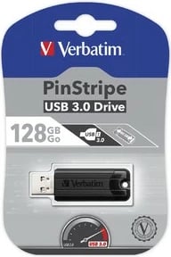 Pendrive Verbatim PinStripe 128GB, USB 3.0, e zezë