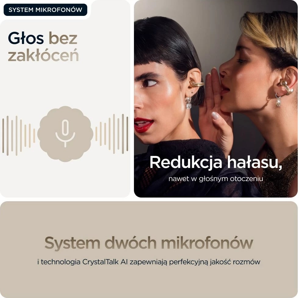 Kufje Motorola moto buds loop, wireless, Bluetooth, me kapëse për vesh, Bezhe