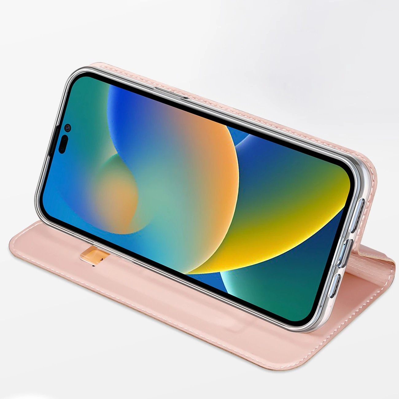Mbështjellës Dux Ducis Skin Pro për iPhone 14 Pro Max, me kapak, xhep për kartela, ari