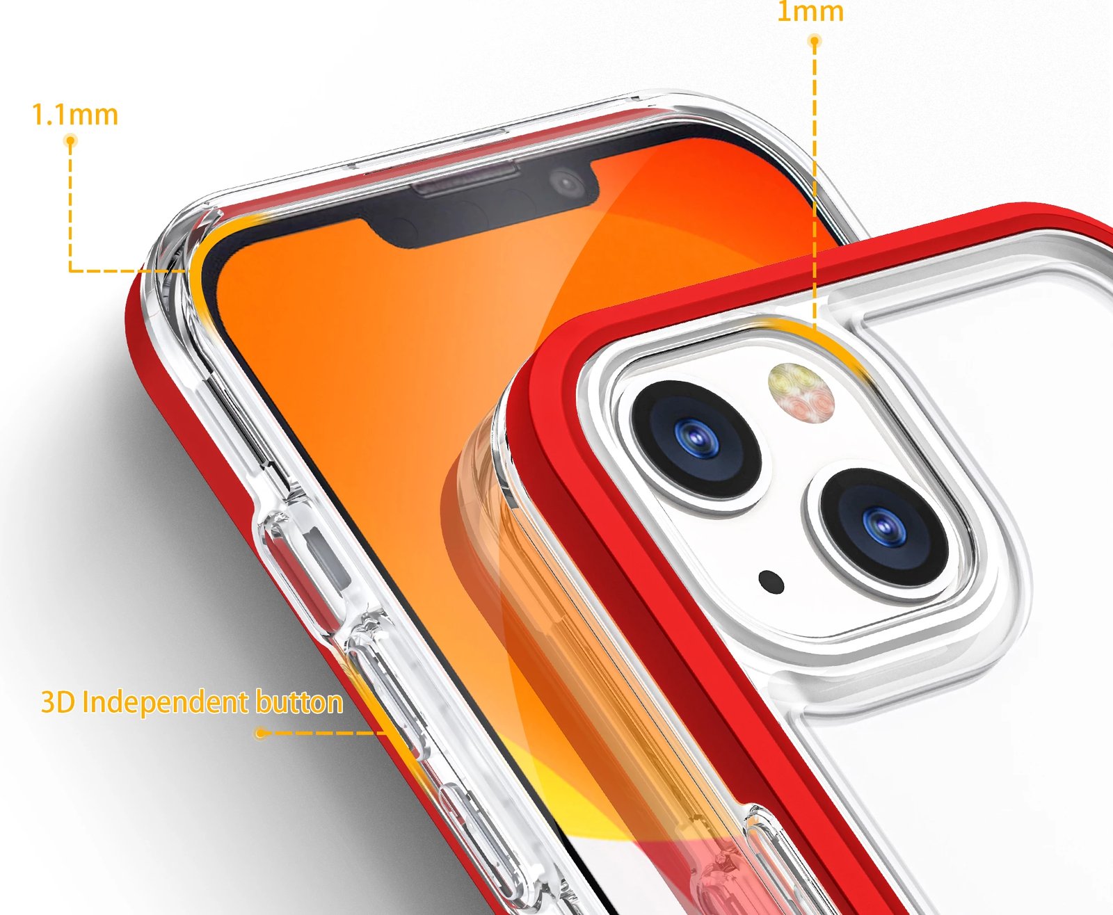 Mbështjellës Hurtel Hybrid Armor Clear 3in1 për iPhone 13 mini, Transparent me kornizë të kuqe