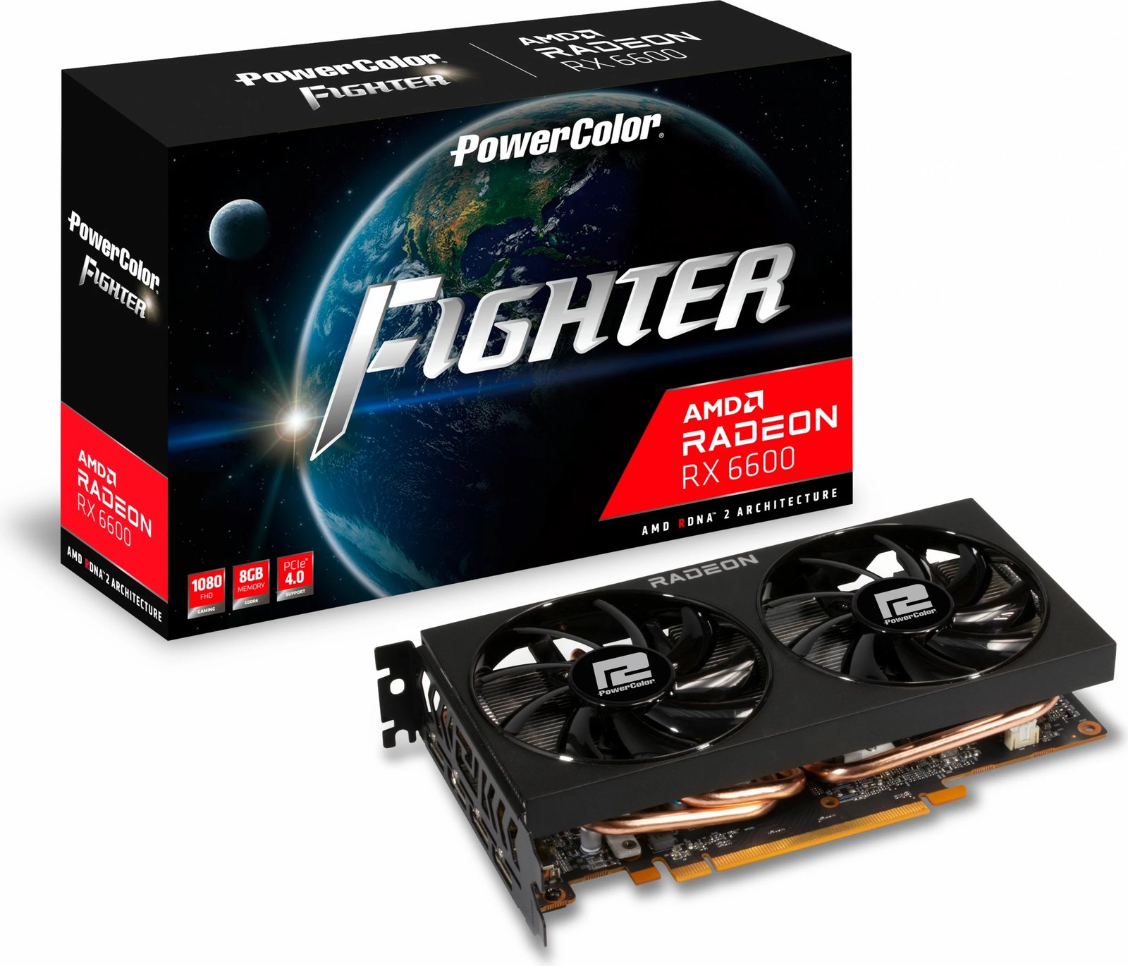 Kartelë grafike PowerColor Radeon RX 6600 AXRX 6600 8GBD6-3DH, 8GB GDDR6, PCI Express 4.0, e zezë