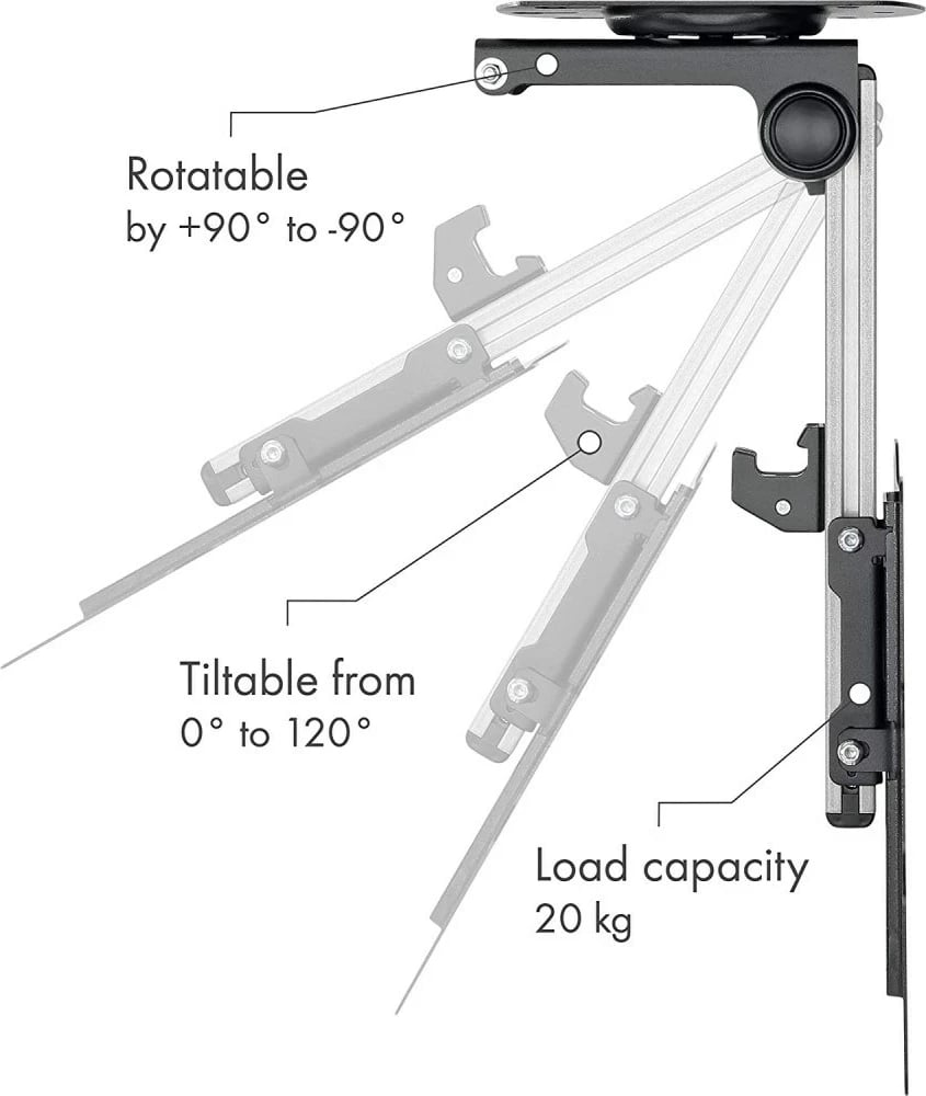 Mbajtës TV Techly ICA-CPLB-222, 37", Tavan, i Zi
