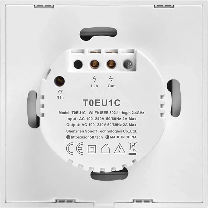 Switch i mençur Sonoff T0EU1C-TX, 1 kanal, WiFi, i bardhë