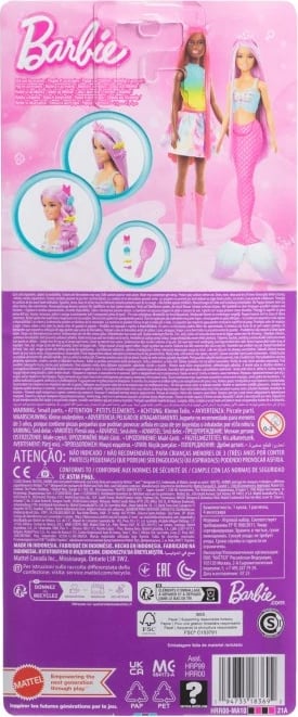 Kukull Barbie sirenë Mattel HRR00 me flokë të gjatë, rozë, me aksesorë